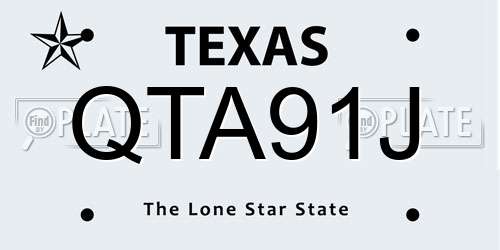 QTA91J Texas License Plate