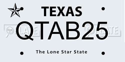 QTAB25 Texas License Plate