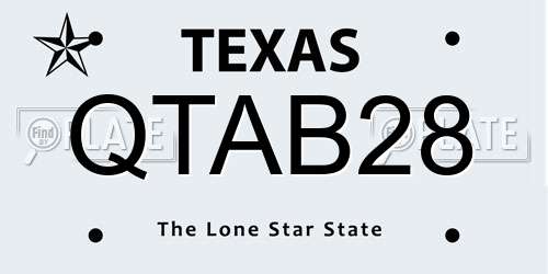 QTAB28 Texas License Plate