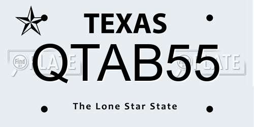 QTAB55 Texas License Plate