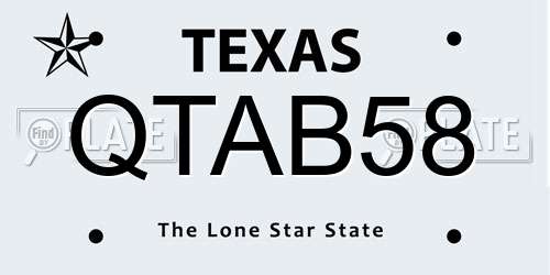 QTAB58 Texas License Plate
