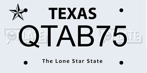 QTAB75 Texas License Plate