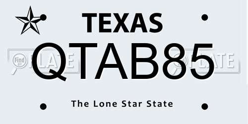 QTAB85 Texas License Plate