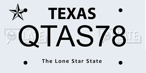 QTAS78 Texas License Plate