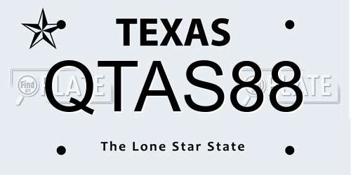 QTAS88 Texas License Plate