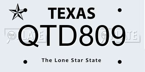QTD809 Texas License Plate