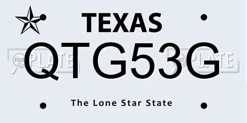 QTG53G Texas License Plate