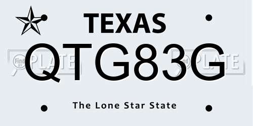QTG83G Texas License Plate