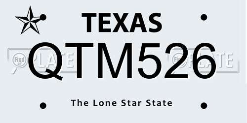 QTM526 Texas License Plate