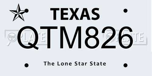 QTM826 Texas License Plate