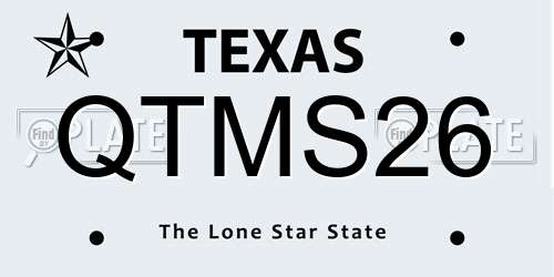 QTMS26 Texas License Plate