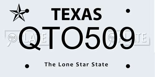 QTO509 Texas License Plate