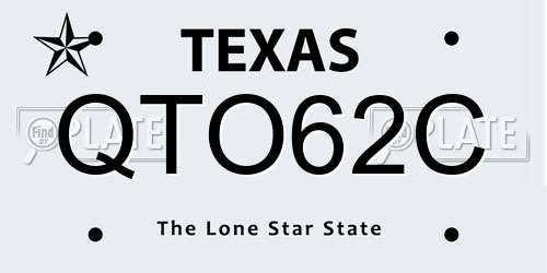 QTO62C Texas License Plate