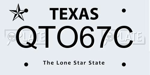 QTO67C Texas License Plate
