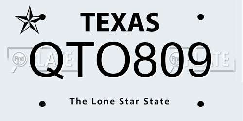QTO809 Texas License Plate