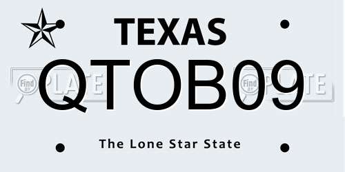 QTOB09 Texas License Plate