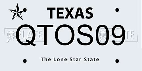 QTOS09 Texas License Plate