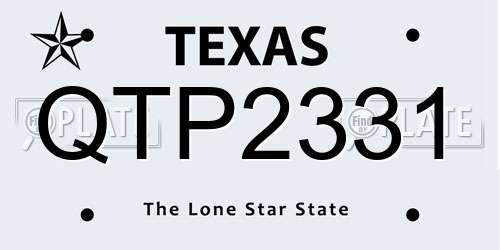 QTP2331 Texas License Plate