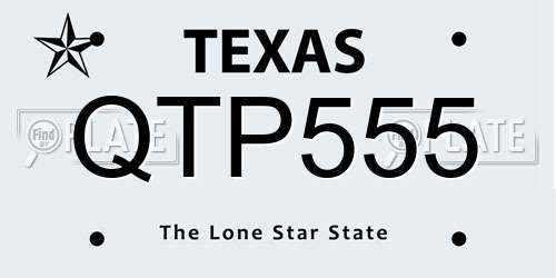QTP555 Texas License Plate