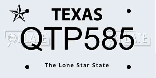 QTP585 Texas License Plate