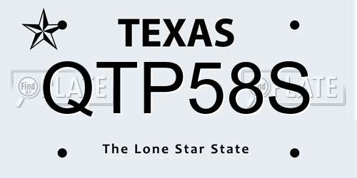 QTP58S Texas License Plate