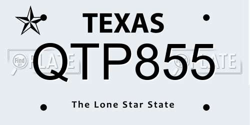 QTP855 Texas License Plate