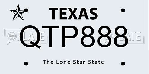 QTP888 Texas License Plate