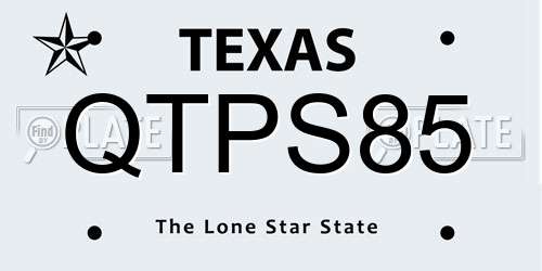 QTPS85 Texas License Plate