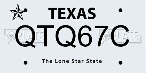 QTQ67C Texas License Plate
