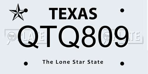 QTQ809 Texas License Plate