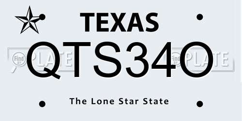 QTS34O Texas License Plate
