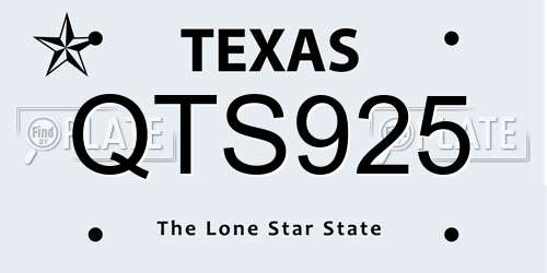 QTS925 Texas License Plate