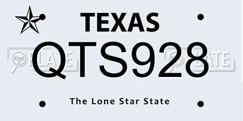 QTS928 Texas License Plate