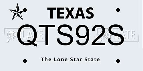 QTS92S Texas License Plate