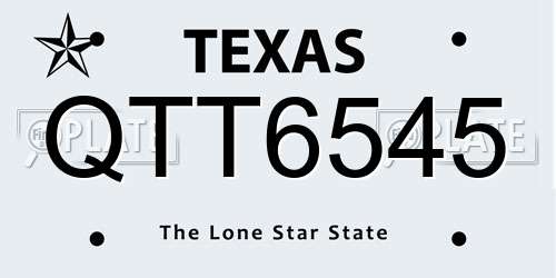 QTT6545 Texas License Plate