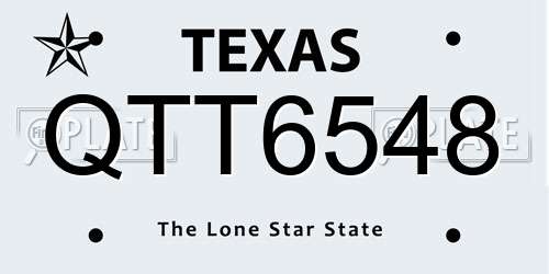 QTT6548 Texas License Plate