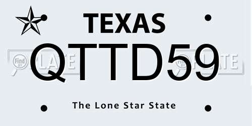 QTTD59 Texas License Plate
