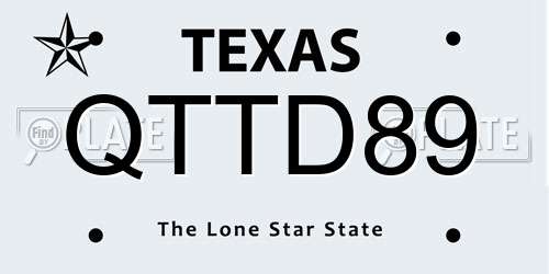 QTTD89 Texas License Plate