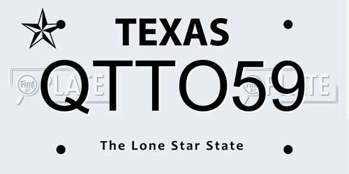 QTTO59 Texas License Plate