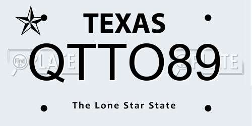 QTTO89 Texas License Plate