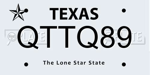 QTTQ89 Texas License Plate