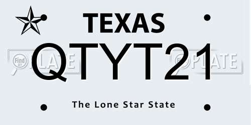 QTYT21 Texas License Plate