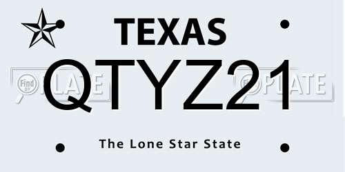 QTYZ21 Texas License Plate