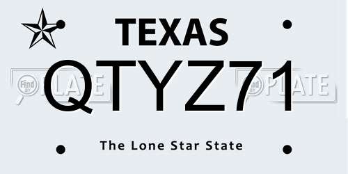 QTYZ71 Texas License Plate