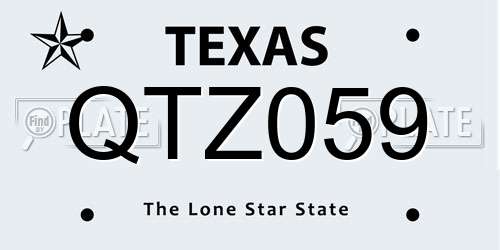 QTZ059 Texas License Plate