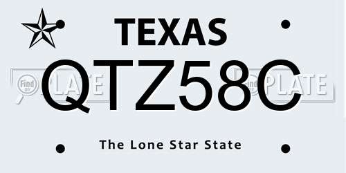 QTZ58C Texas License Plate