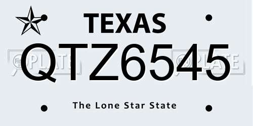 QTZ6545 Texas License Plate
