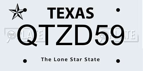 QTZD59 Texas License Plate