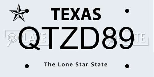 QTZD89 Texas License Plate