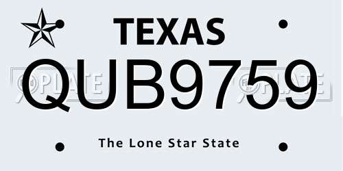 QUB9759 Texas License Plate